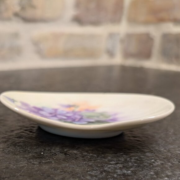 (2) Vintage Hand Painted Porcelain Jewelry Trinket Dish Floral 4 1/4" X 3 1/2" - Picture 8 of 10